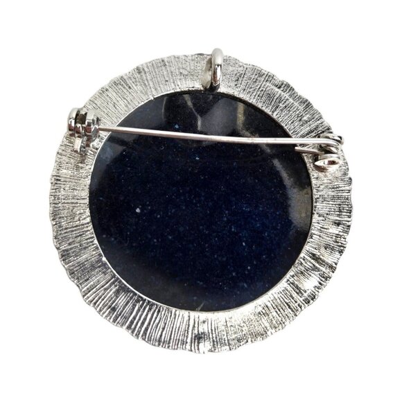 VTG BASSE-TAILLE‎ Art Glass Hand Made Flower Purple Orchid Pendant Brooch - Picture 3 of 6